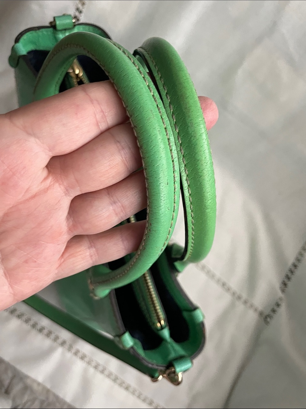 kate spade Mint Green Leather Satchel with adjustable Shoulder Strap - Picture 10 of 11